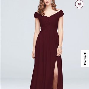 Bridesmaids dress - size 22 burgundy David’s bridalOff the shoulder